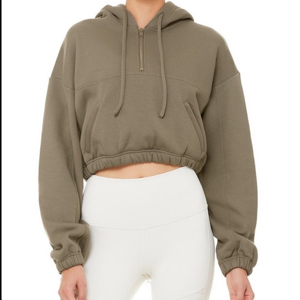 alo yoga stadium hoodie olive green